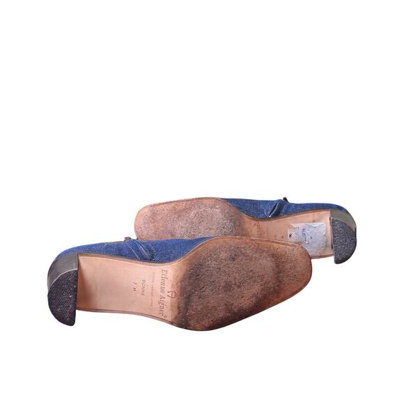 Etienne Aigner Donnie Denim Leather Trim Pointed Toe Stack Heel Bootie - Picture 6 of 7